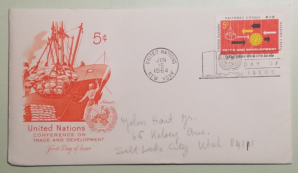 UN Conference on Trade and Development 5 cent Artmaster FDC (Addressed)