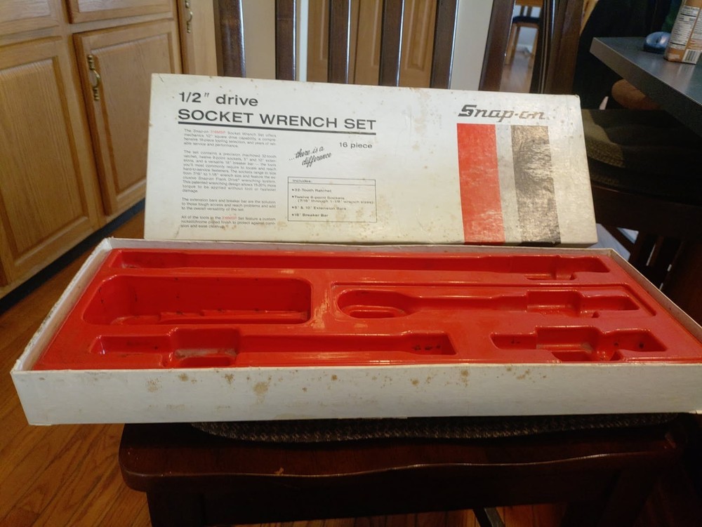 snap on 1/2 drive socket wrench set box 316MSP