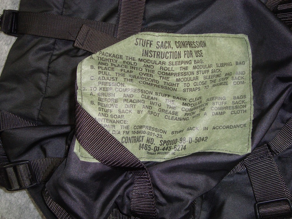 USGI Military Compression Stuff Sack Black 9 Strap Modular Sleep System MSS Bag