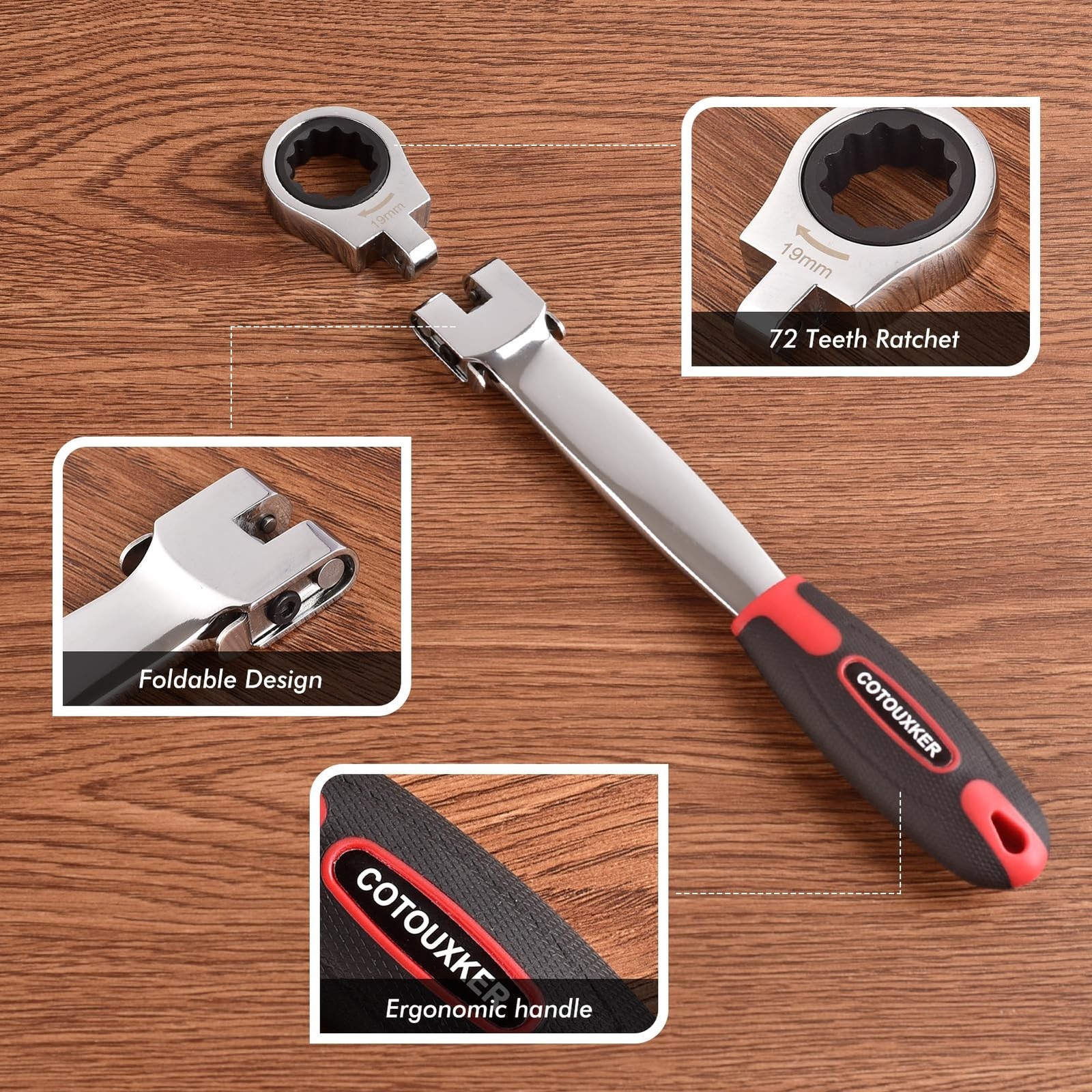 COTOUXKER Flex Head Ratcheting Wrench Set, 1/4 to 3/4 Inch Ratchet Wrench Set...