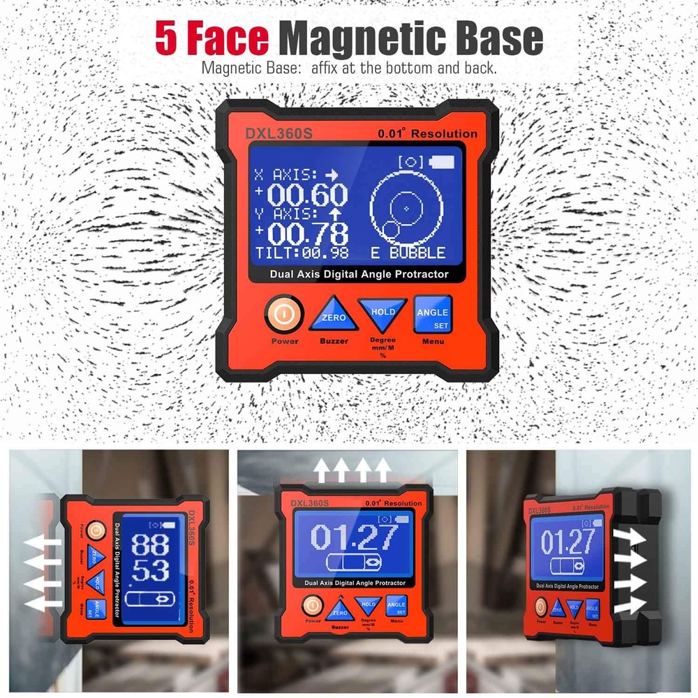 Dual Axis Digital Angle Protractor, Digital Level Angle Gauge GYRO + Gravity ...