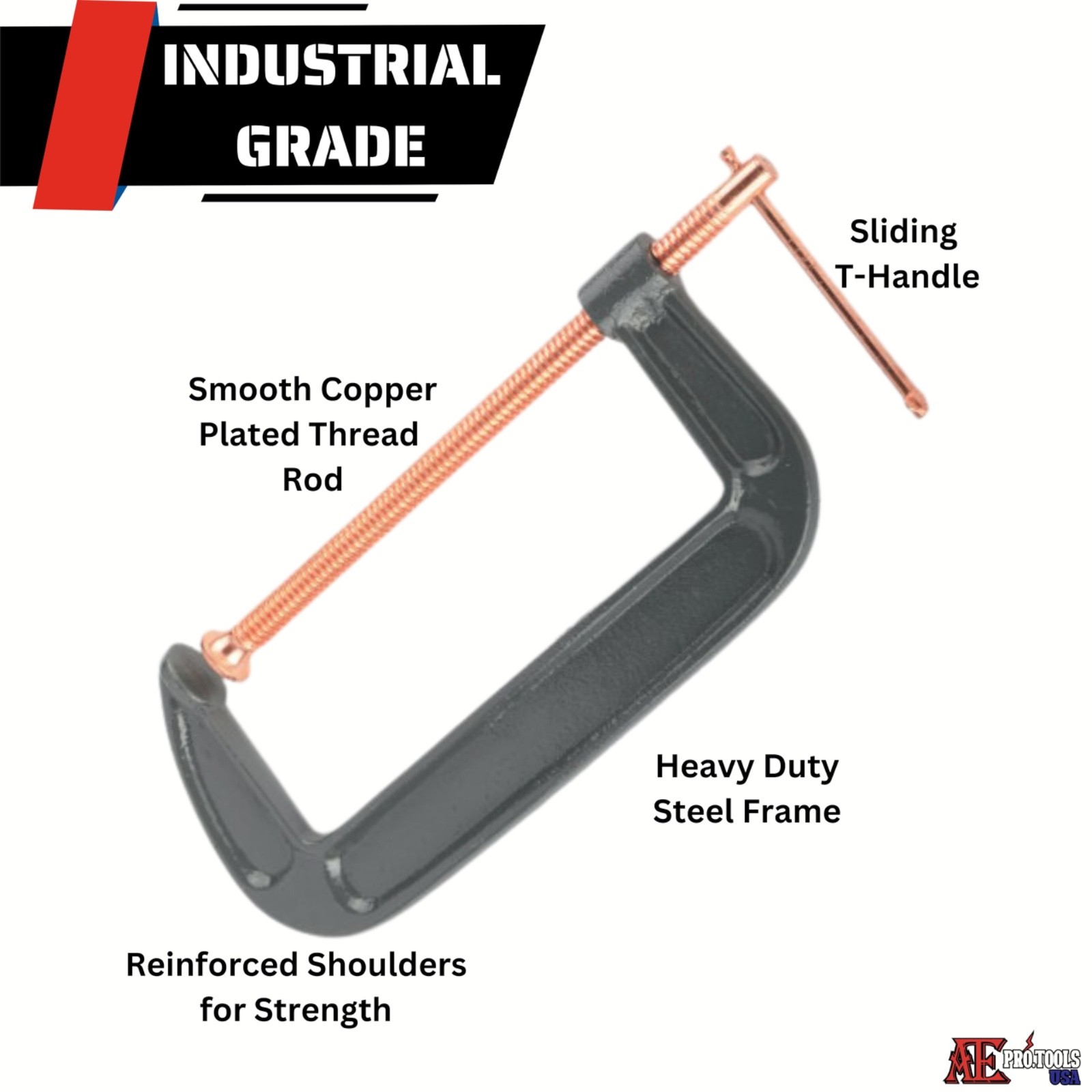 8 PC Set - Heavy Duty Steel C-Clamp | 3", 4", 6", 8" | Industrial Strength