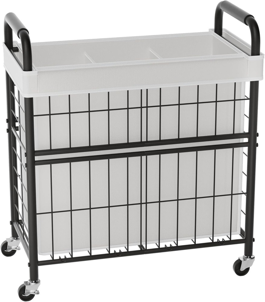 Laundry Hamper 3 Section 145L Rolling Laundry Sorter Basket W/ Wheels
