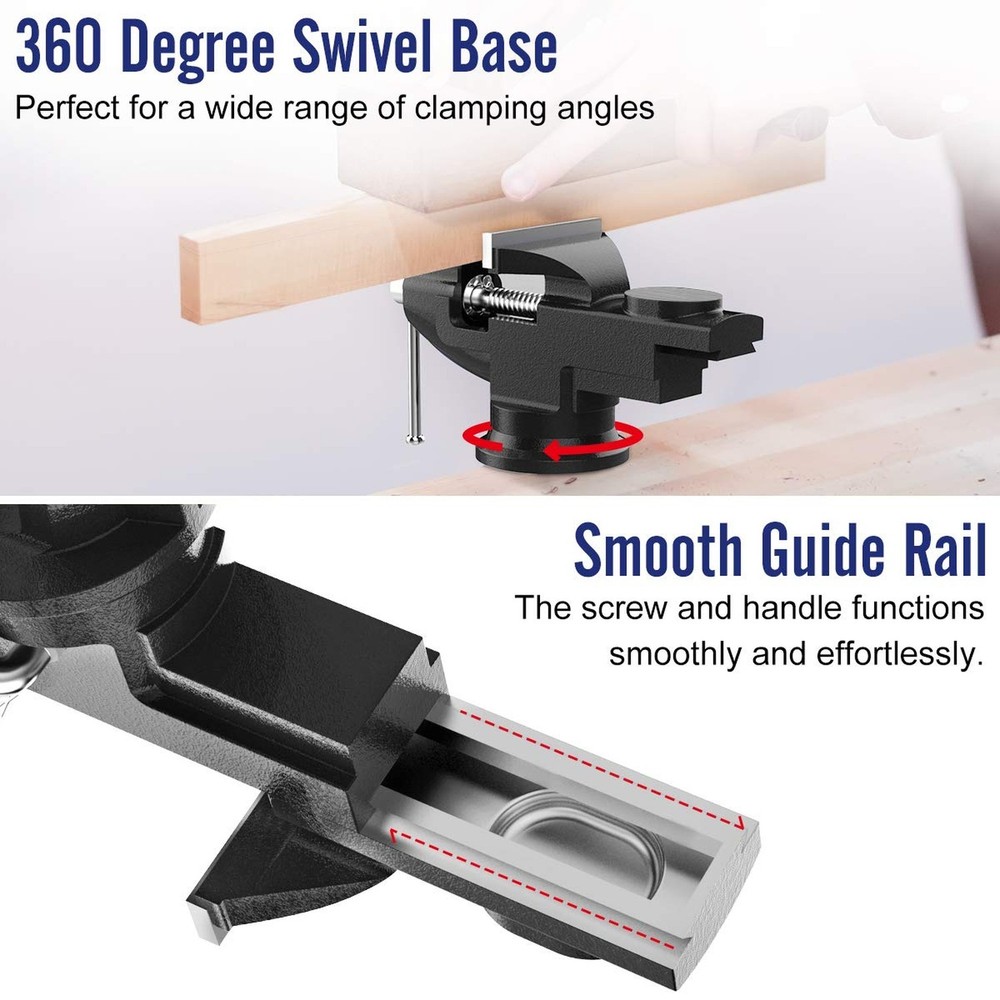 Housolution 3 Inch Universal Swivel Base Table Vise, 360°Rotating Bench Cla