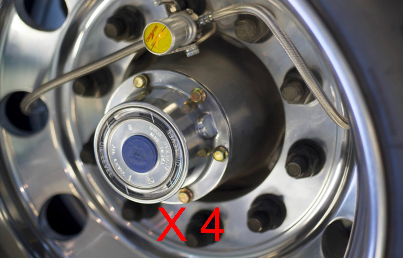 4 CROSSFIRE TIRE EQUALIZER SYSTEM 105 PSI STAINLESS STEEL Peterbilt Kenworth