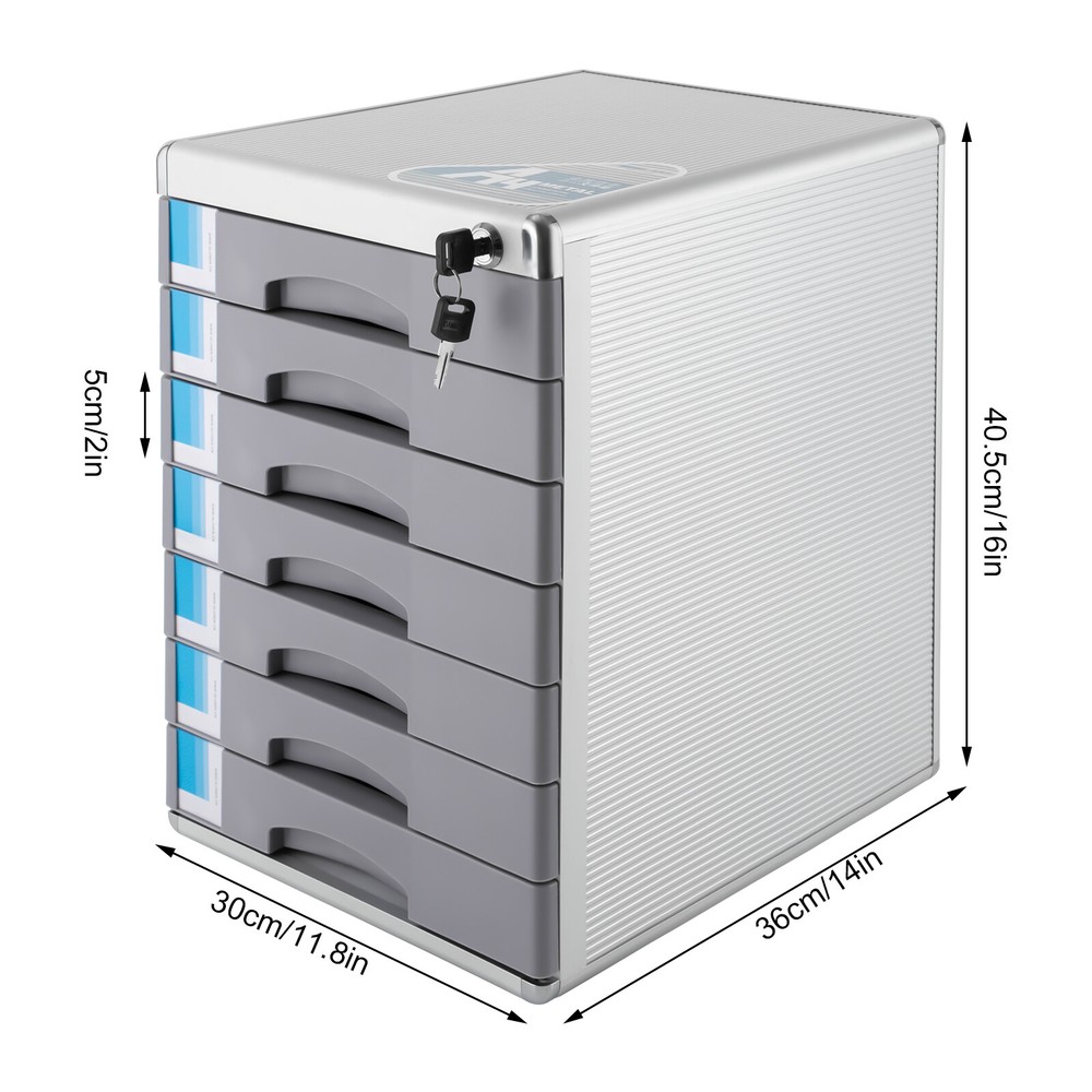 Rectangular Document Storage Box 7 Compartments Drawer Desktop File Organizer