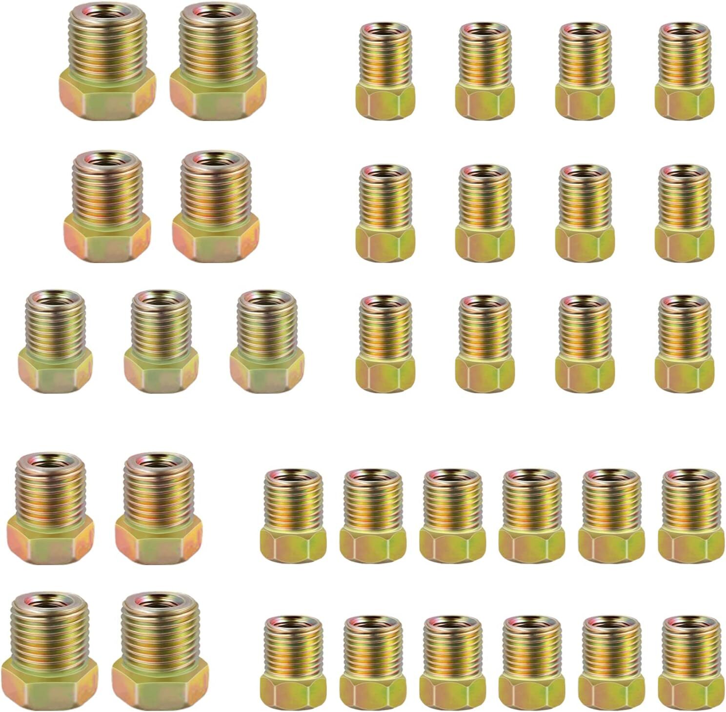 35pcs Brake Line Fitting Nuts Kit For Inverted Flares On 3/16 And 1/4 Tube