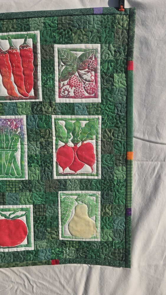 Pretty Handmade Patchwork Quilt Wall Hanging or Table Mat Garden Vegetables