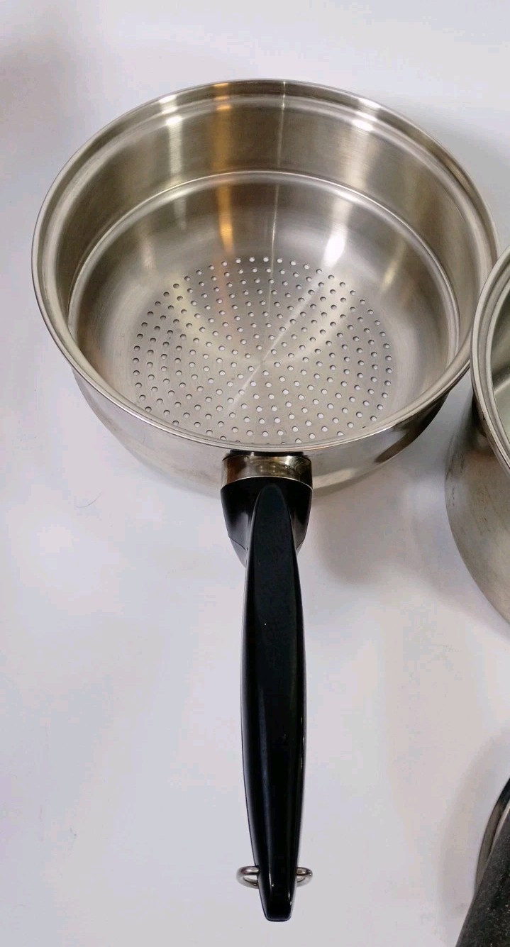 Vintage Permanent 5PLY MULTI CORE STAINLESS STEEL USA Saucepan & Steamer Basket