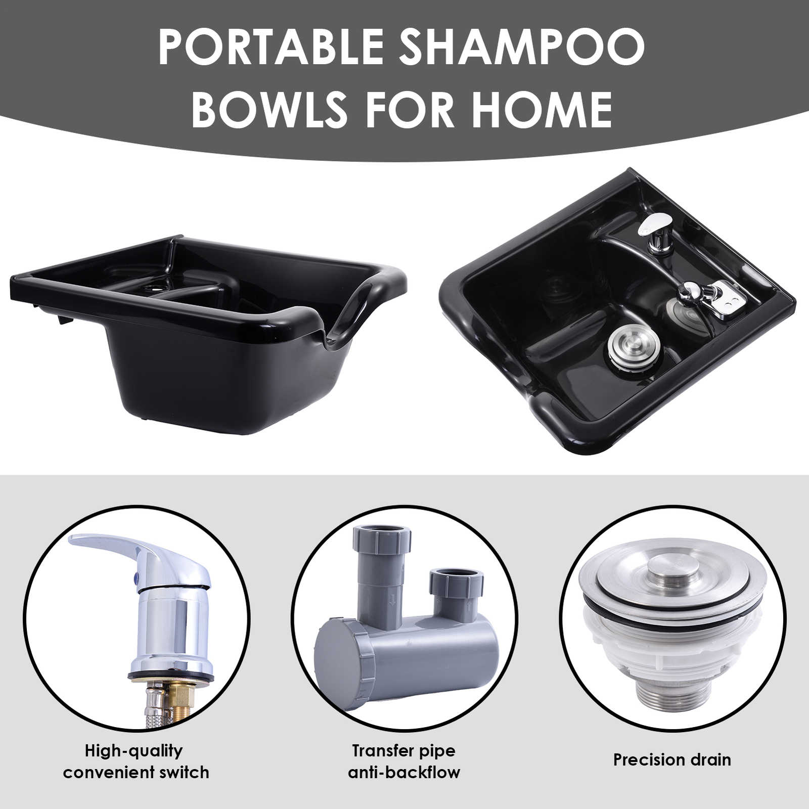 Shampoo Bowl ABS Plastic Salon Spa Hair Sink Beauty Salon Equipment US