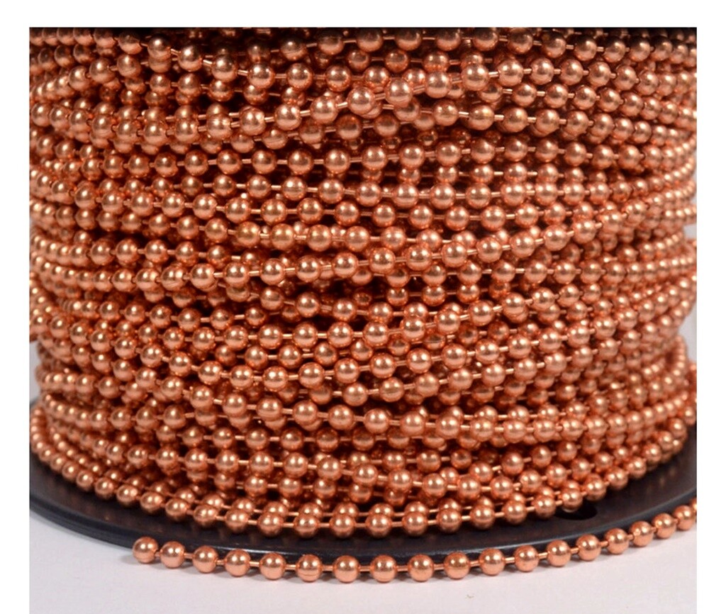 COPPER BALL #10 CHAIN Large 4.5mm Round bead ~ Bulk Lengths on Spools + Clasps