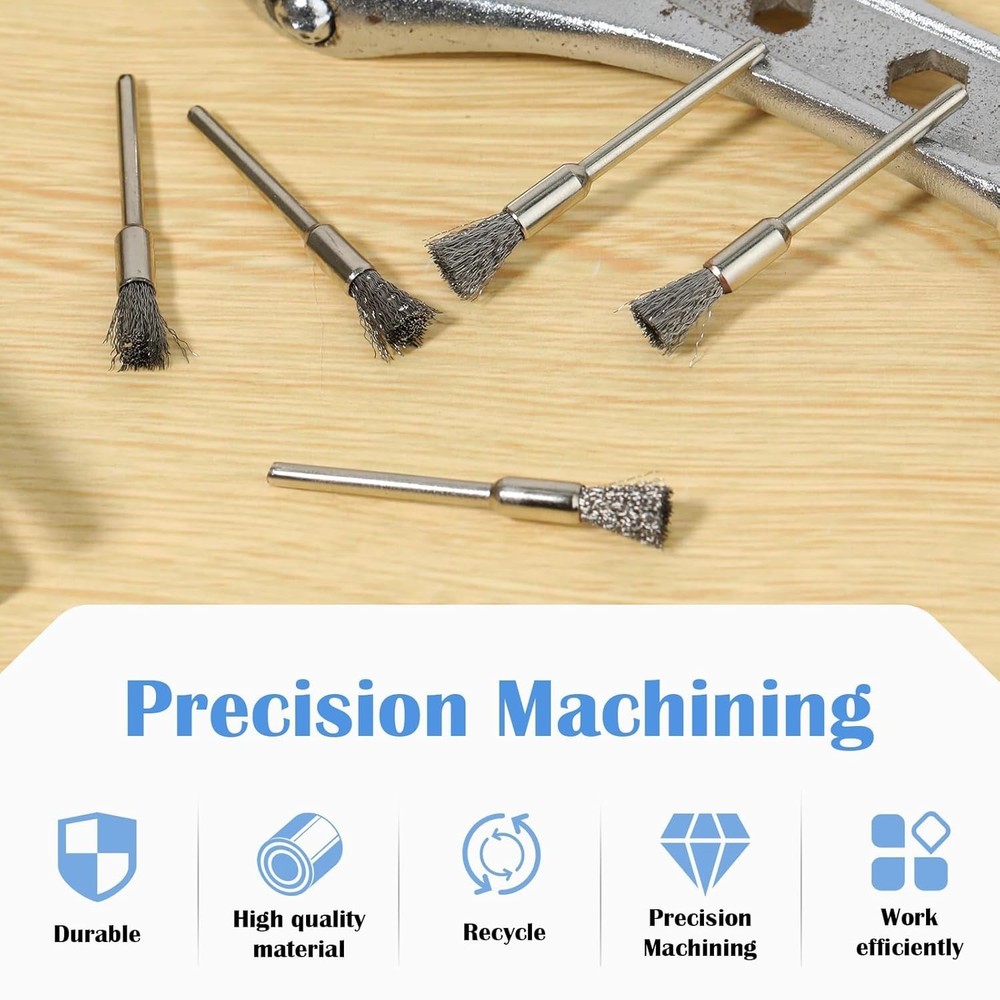 20Pcs Steel Wire End Brushes 5mm Rotary Tool Bits for Rust Paint Removal