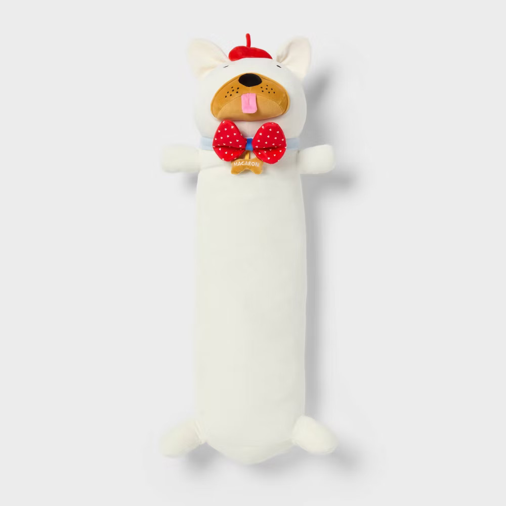 Frenchie Kids' Long Weighted Plush Throw Pillow Cream - Pillowfort