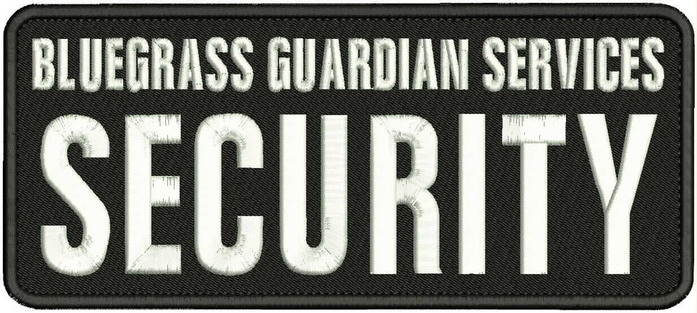 BLUEGRASS G S SECURITY EMBROIDERY PATCH 4X10 HOOK ON BACK  BLK/WHITE
