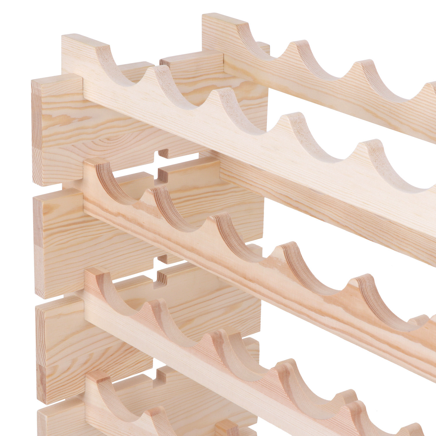 96 Bottles Holder Wine Rack Stackable Storage 8 Tier Solid Wood Display Shelves