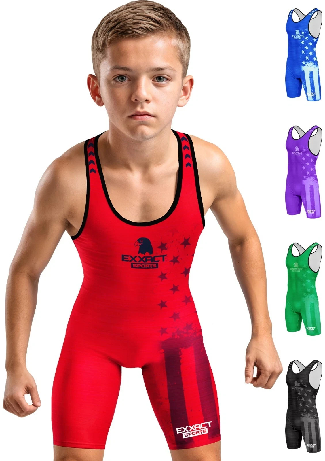 Exxact Sports Patriot Youth Wrestling Singlet For Boys, Kids Wrestling Singlets