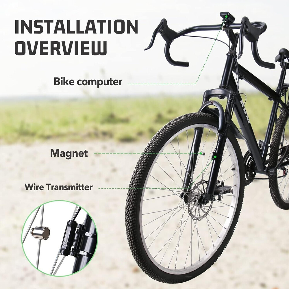 2pcs Bicycle Speedometer Cycle Digital Odometer Computer Waterproof LCD Wireless