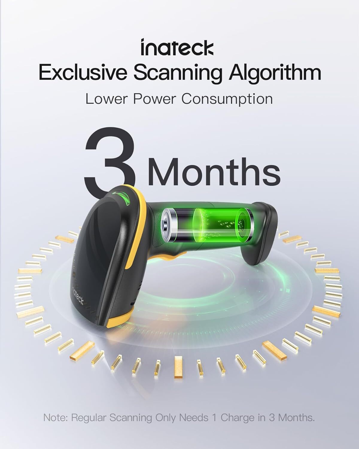 Inateck Wireless Barcode Scanner with APP/SDK Bluetooth 1D USB Barcode Reader