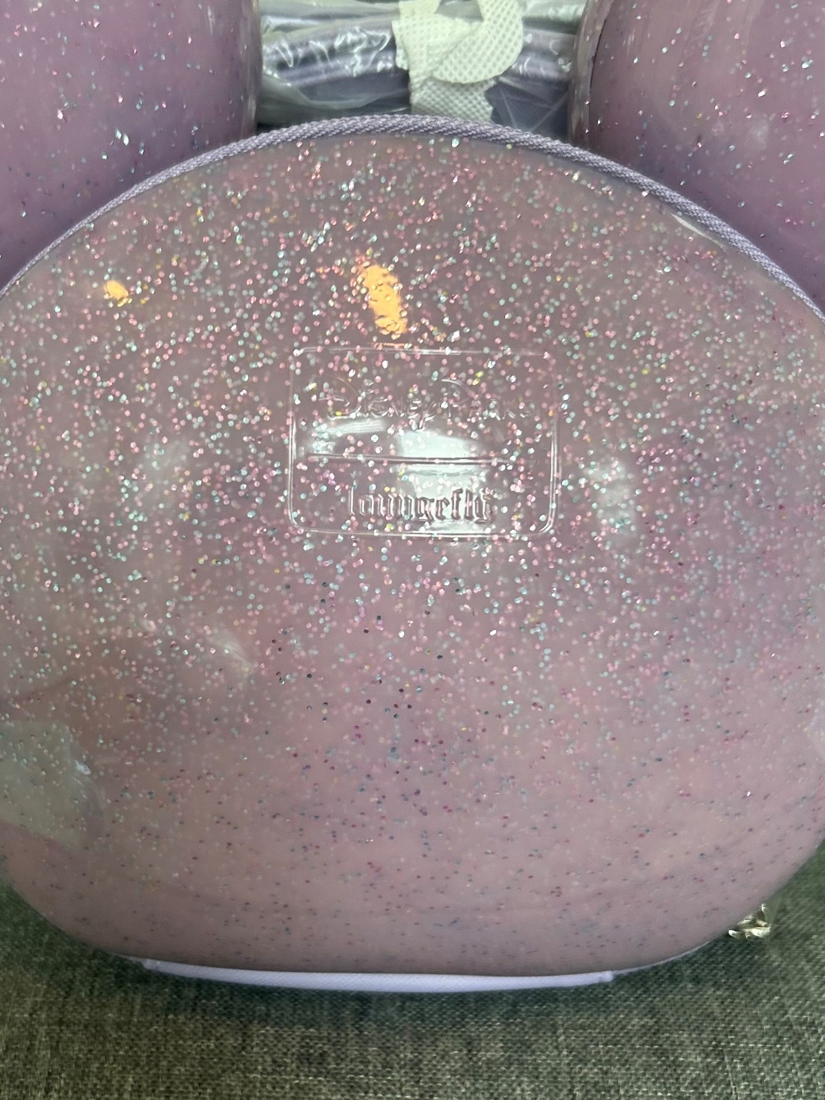 Disney Parks Loungefly Mickey Mouse 3D Head Purple Glitter Crossbody Bag NEW