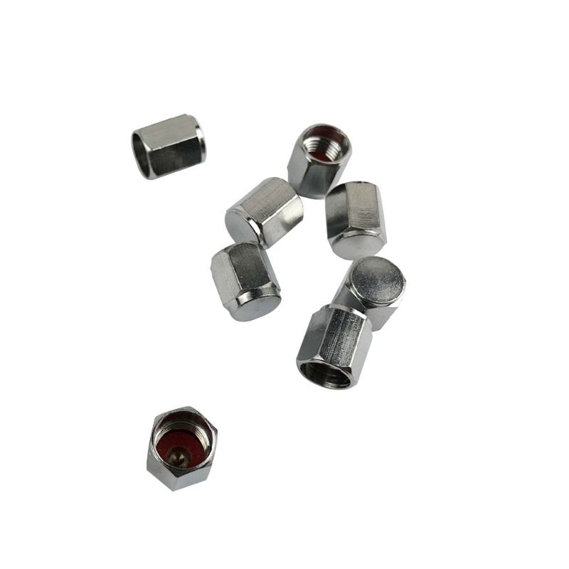 Brass (8 Pack) Tire for Valve Caps Silver Aluminum Hexagonal Cap