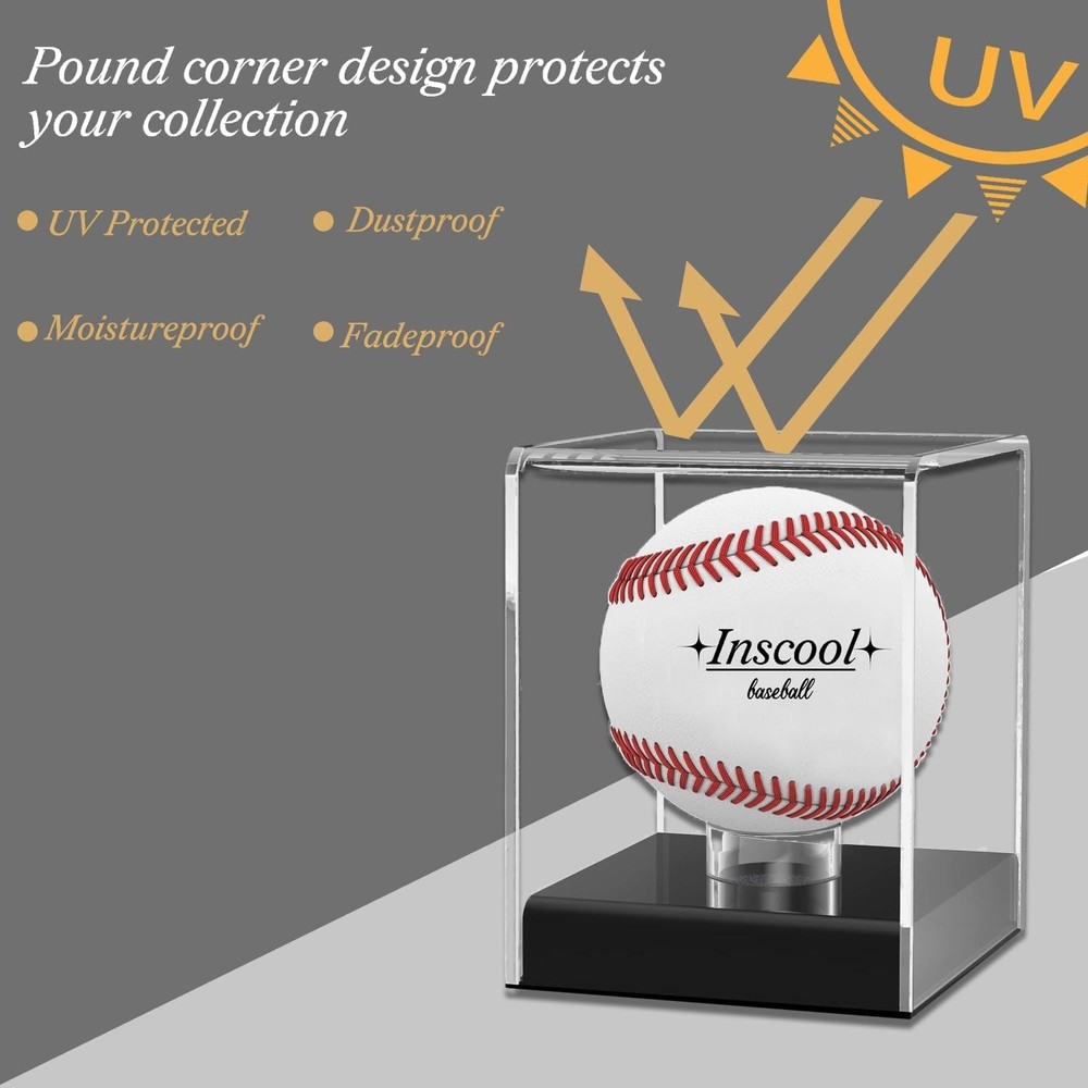 UV Protected Acrylic Baseball Display Case - 360-Degree Visibility, Rounded Base