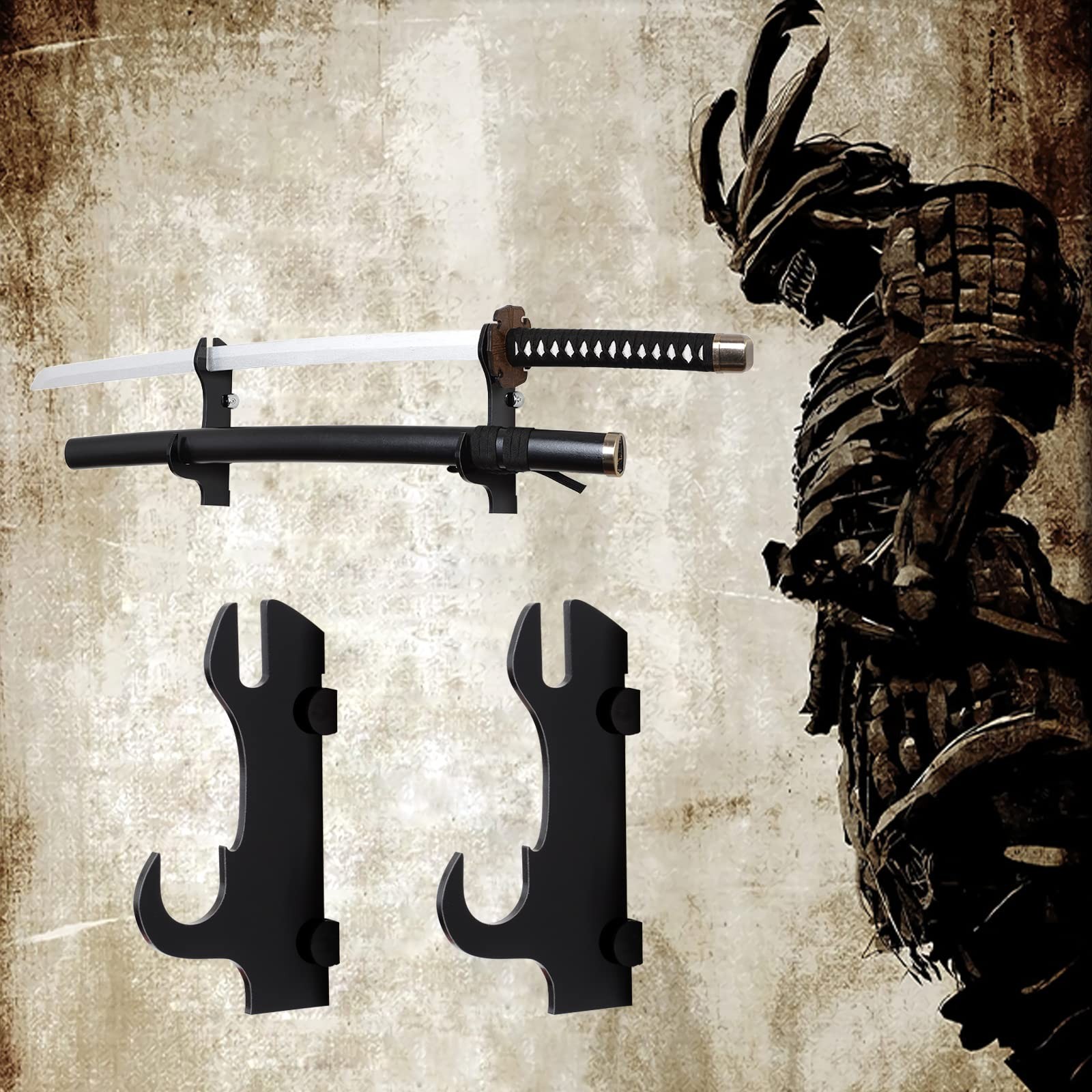 Katana Wall Mount - Black Plexiglass Sword Stand - Samurai Sword Holder