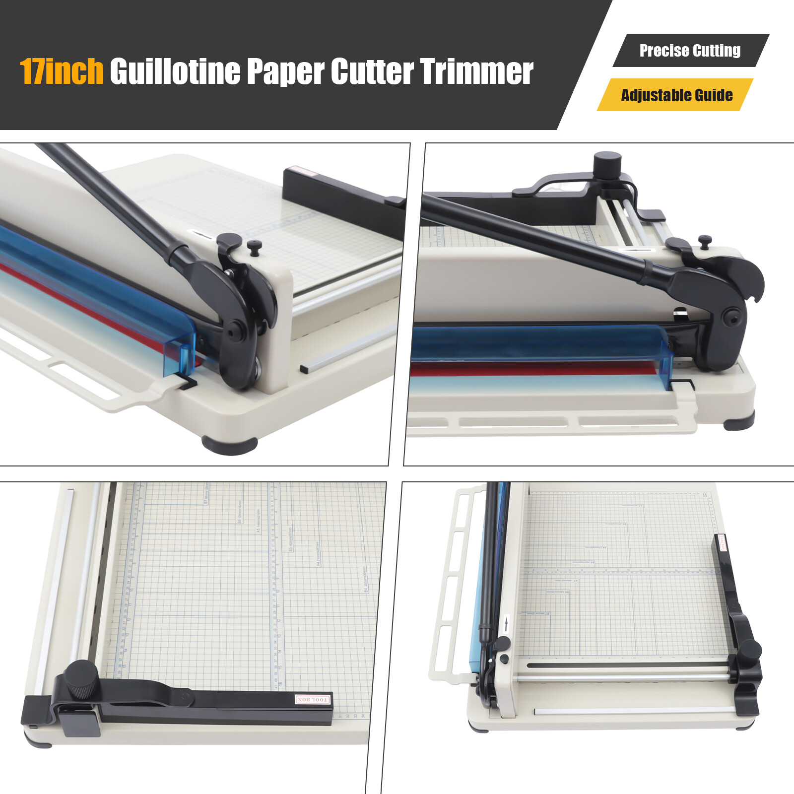 Heavy Duty Guillotine Paper Cutter - 17" Commercial Metal Base A3/A4 Trimmer