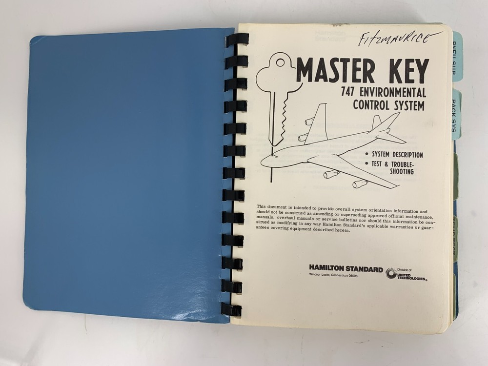 Master Key 747 Environmental Control System Manual Hamilton Std Utd Technology