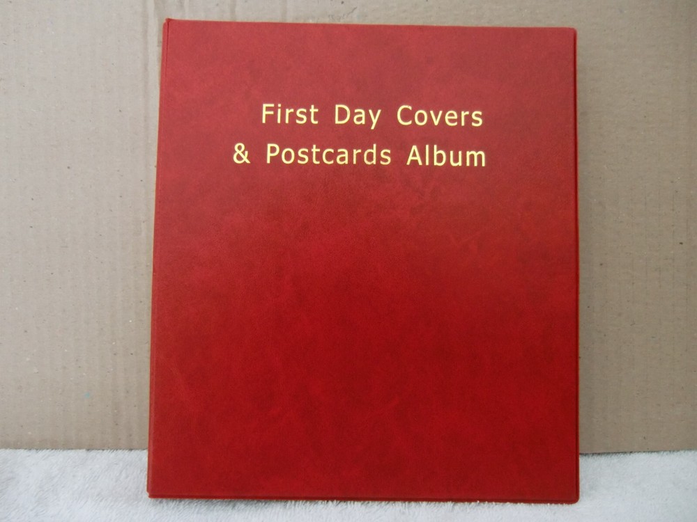 **New 100 First Day Covers & Postcards Album (Red) Great for Your collections.