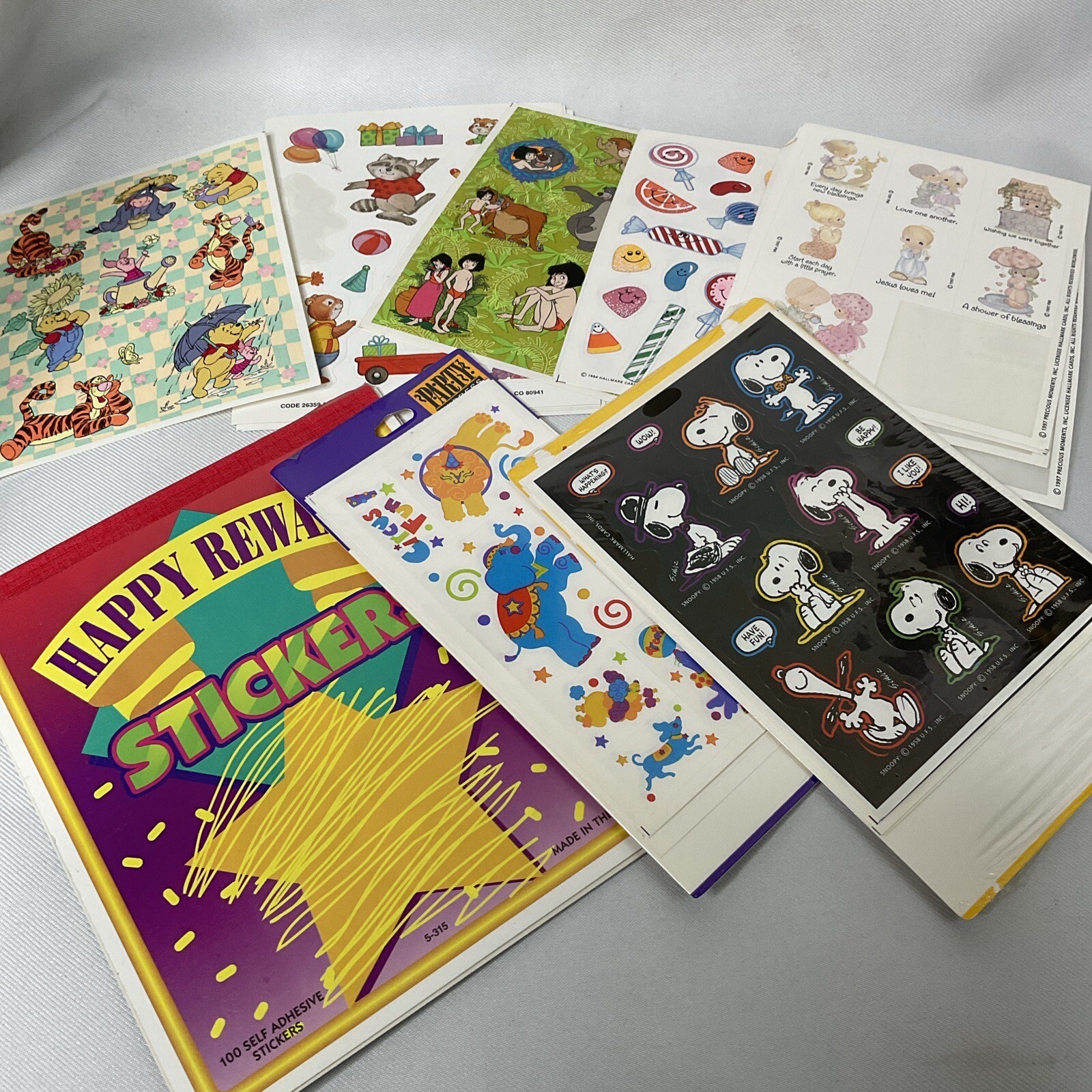 Lots Of Mixed Stickers New Old Stock And Partials Pooh Snoopy George Jungle