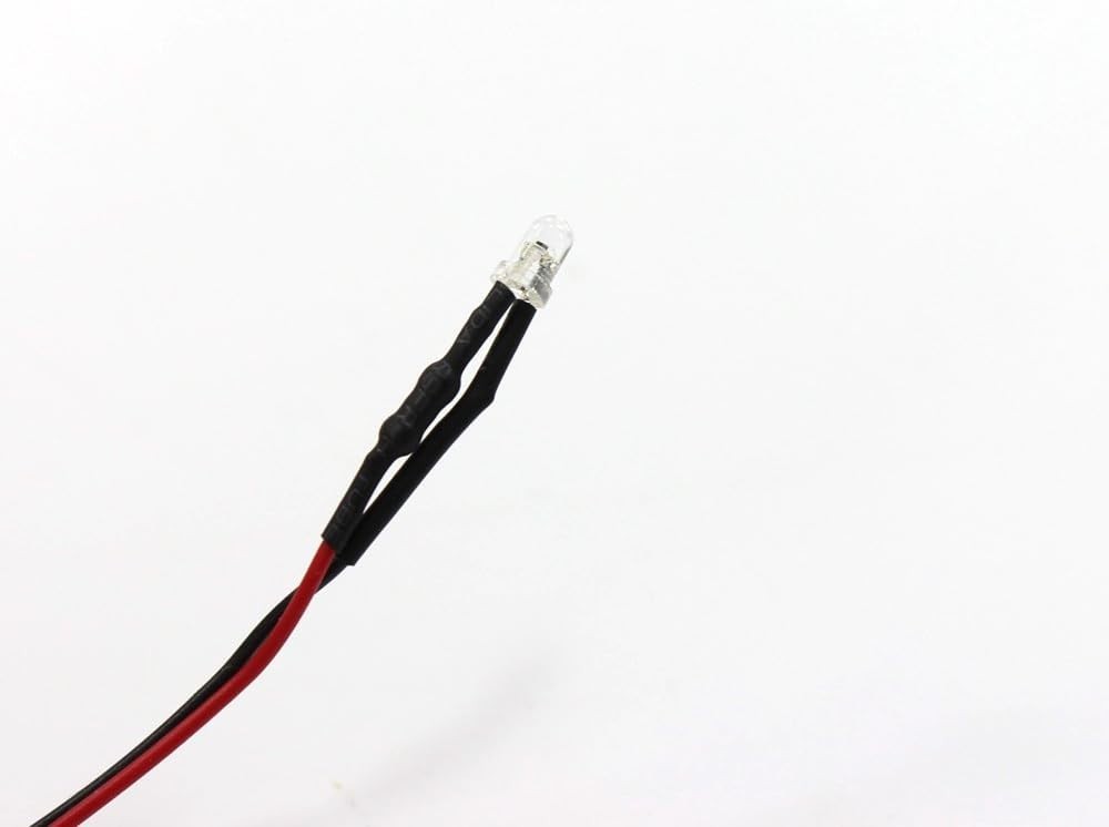 20 Pcs Warm White 3mm Pre-Wired LED Lights for Model Railroads & Projects
