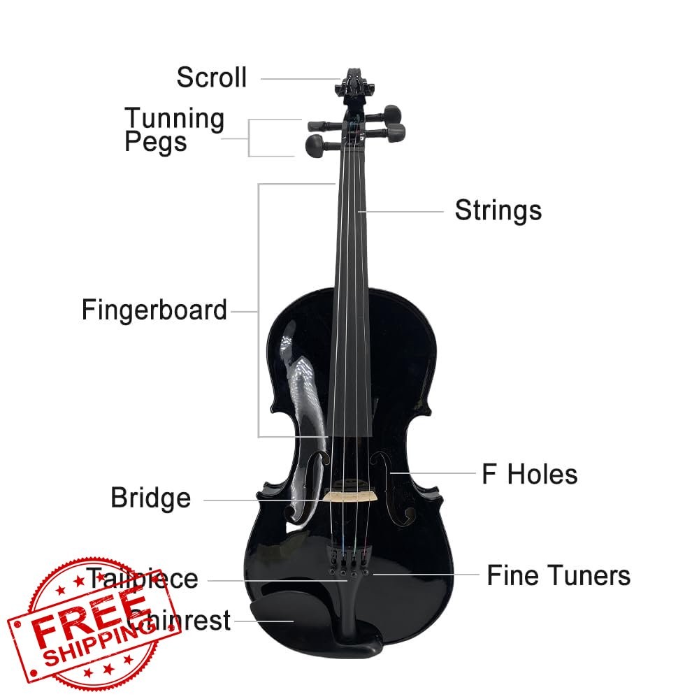 ModouString 4/4 Electric Violin Spruce Maple Ebony Black w/ Case Bow