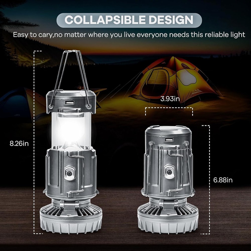 Solar Lantern Camping Light Fan Rechargeable