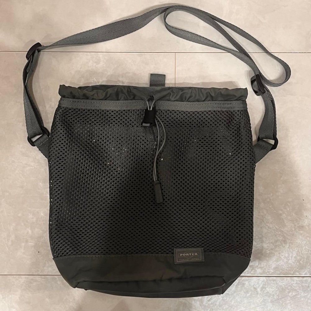 Good Condition Porter Screen Drawstring Shoulder Bag Gray