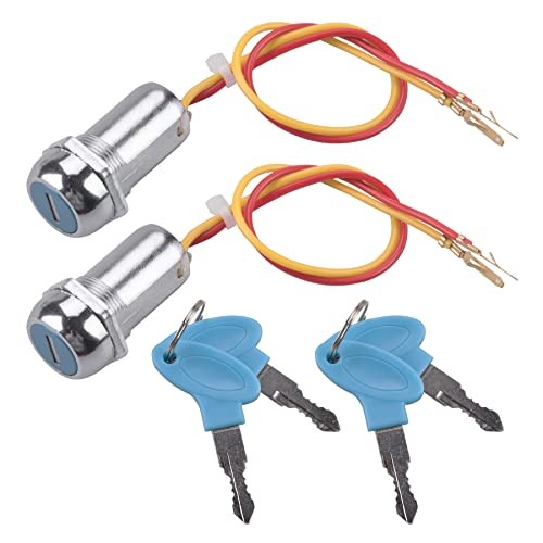 2 Pack 2 Wires Ignition Switch Key Starter Switch with 4 Keys ​On-Off for