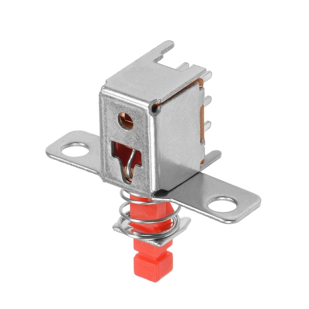 Push Button Switch, DPDT 6 Pin 1 Position Self-Locking Red 5pcs