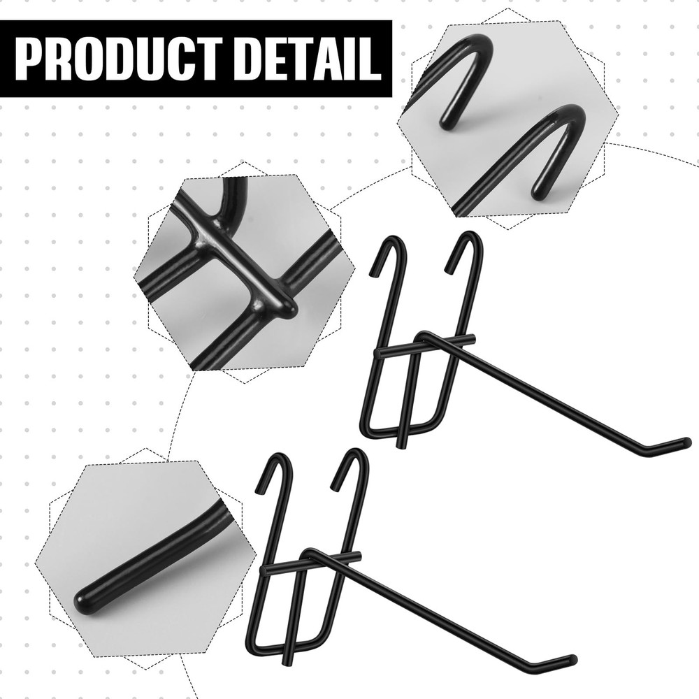 50 Pcs 4 Inch Grid Wall Hooks Gridwall Panel Hooks Wall Mount Garage Organize...