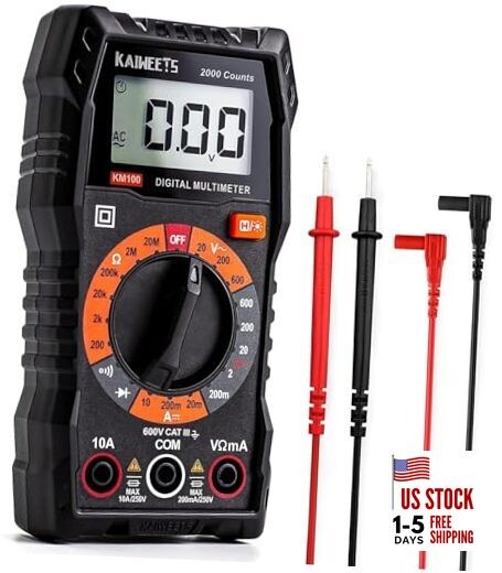 Digital Multimeter with Case, DC AC Voltmeter, Ohm Volt Amp Test Meter KM100