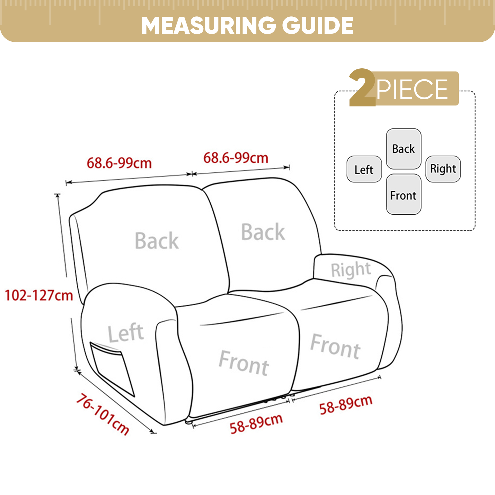 1/2/3 Seater Elastic Recliner Sofa Cover Stretch Armchair Covers Couch Slipcover