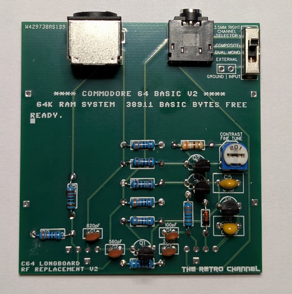 Commodore 64 C64 Longboard RF Modulator Replacement V2