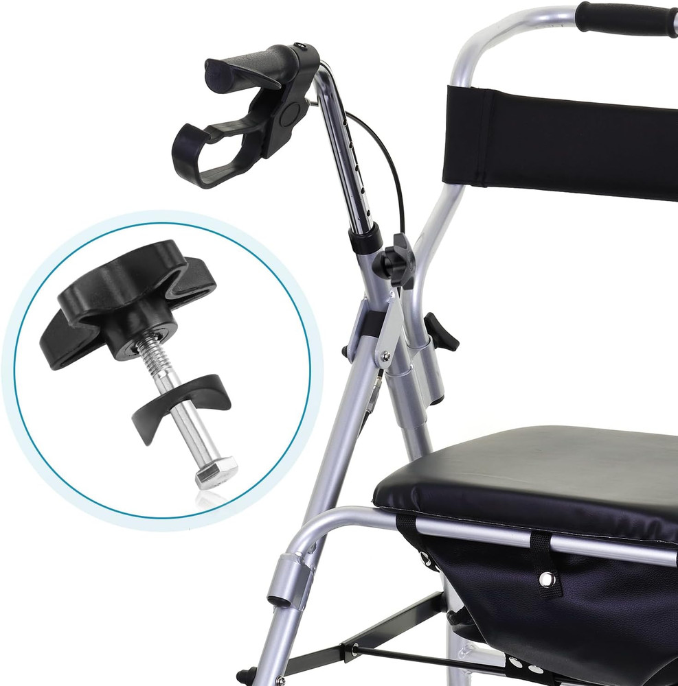 2 Sets Rollator Walker Replacement Knobs, Comfortable Replacement Arm Adjustment