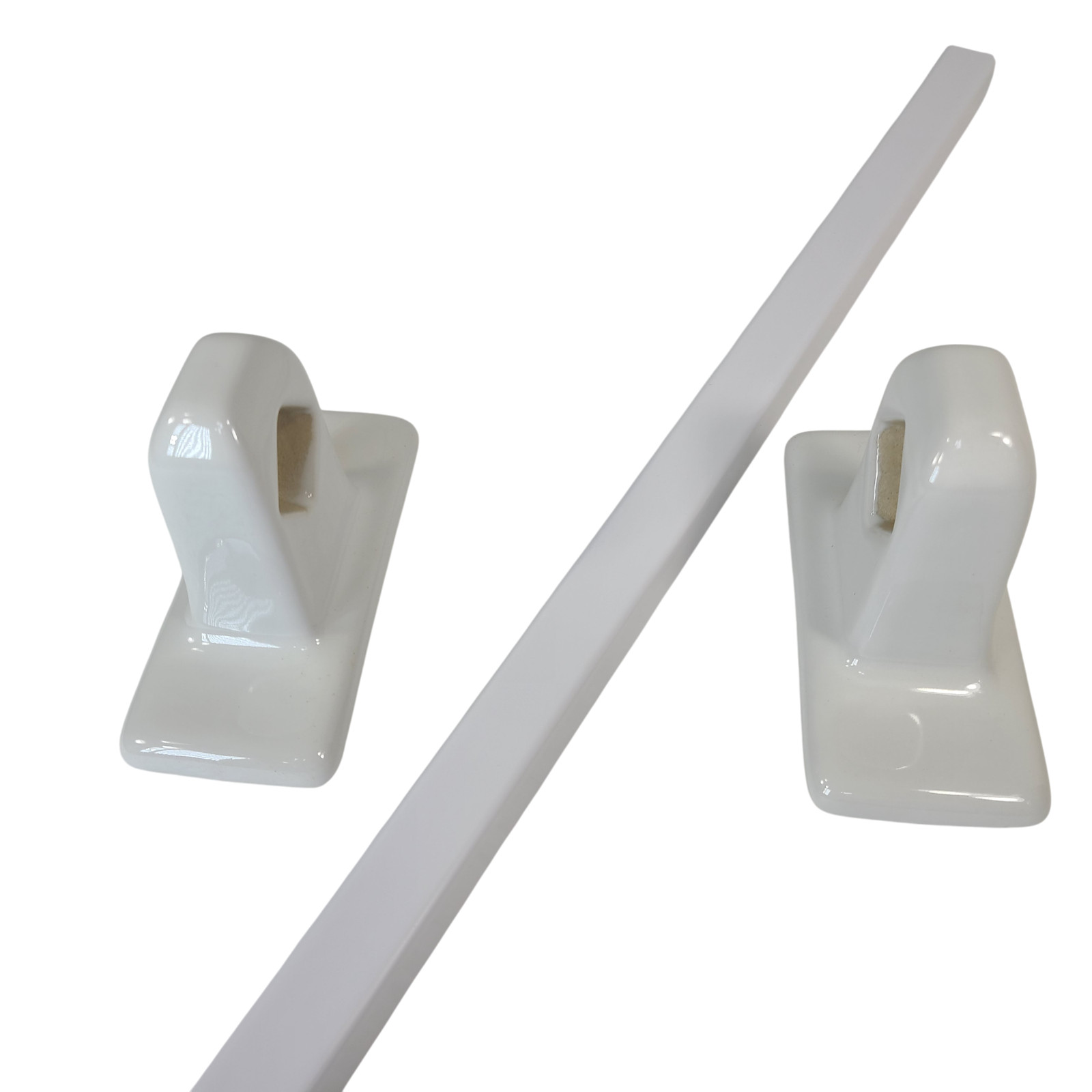 Vintage White Ceramic Tile Towel Rod Rack Post Holder Brackets 24 in Acrylic Bar