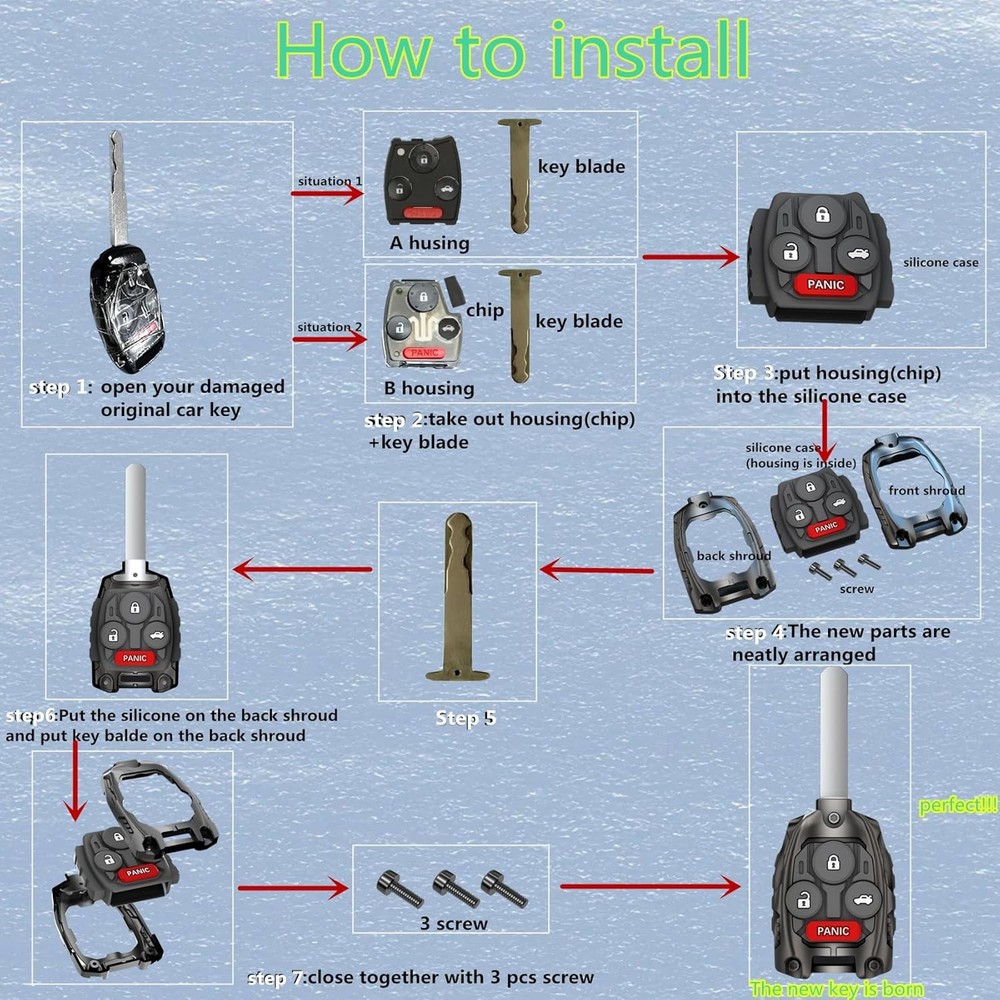 Remote Car Key Replacement Case