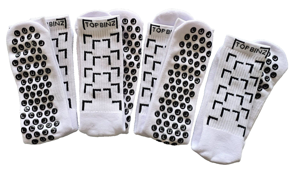 TOP BINZ Black Soccer Grip Socks 2 Pack, 4 Pack
