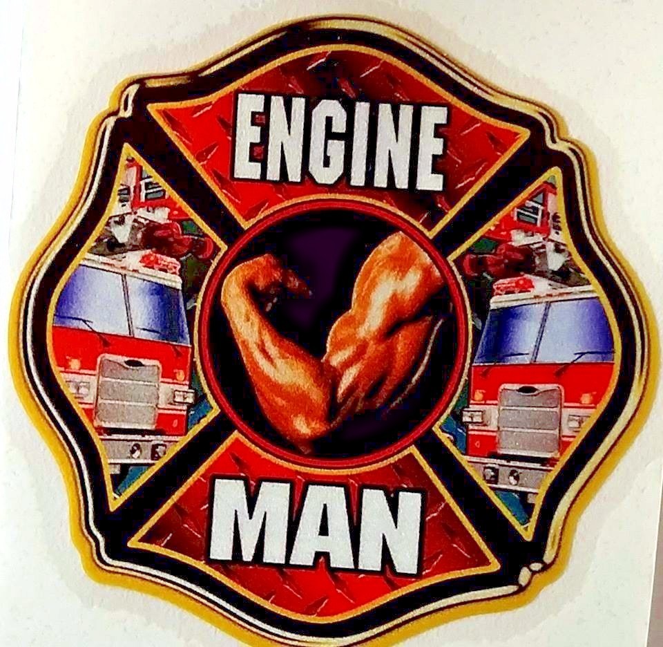 ENGINE MAN  Full Color  REFLECTIVE FIREFIGHTER DECAL  - 4" x 4"