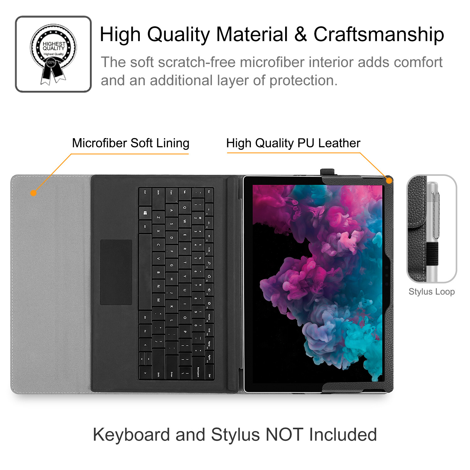 For Microsoft Surface Pro 7 / Pro 6 / Pro 5 / 4 / 3 Case Portfolio Stand Cover