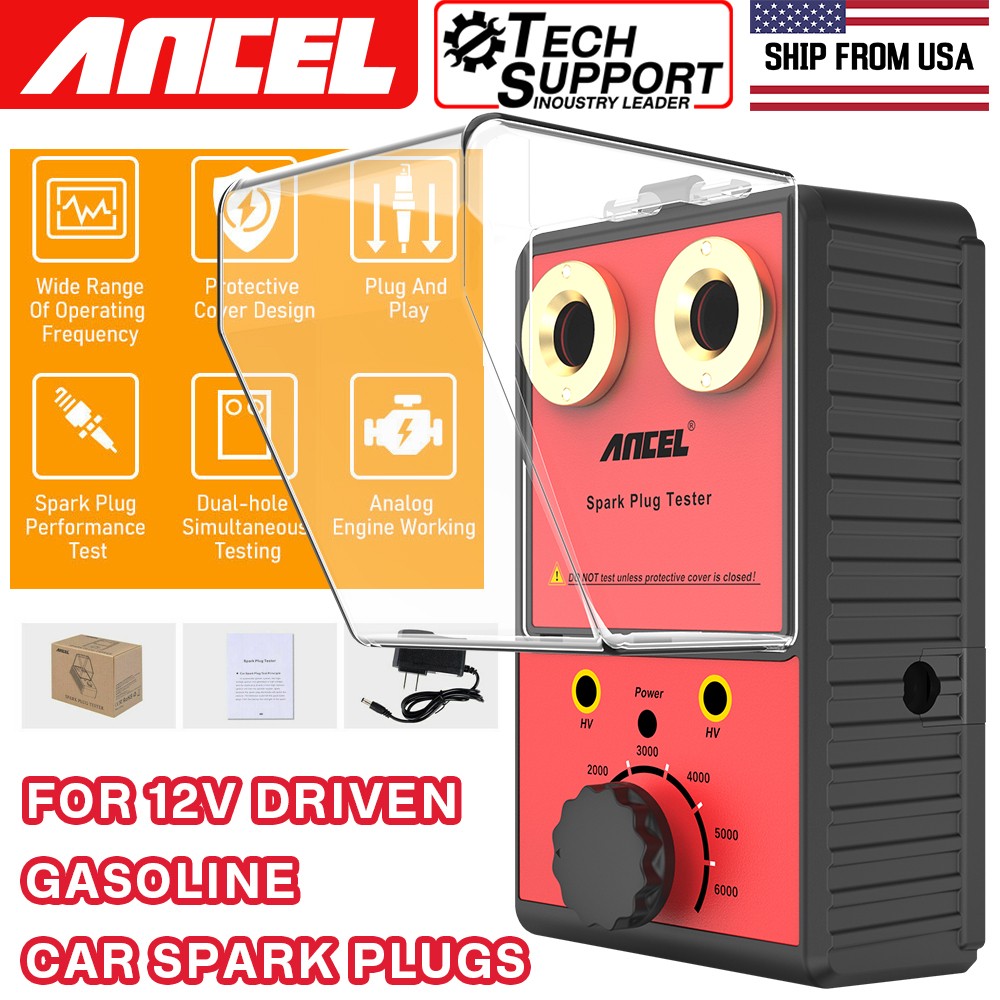 Spark Plug Tester Dual Hole Diagnostic Tool 12V Gasoline Ignition Plug Analyzer