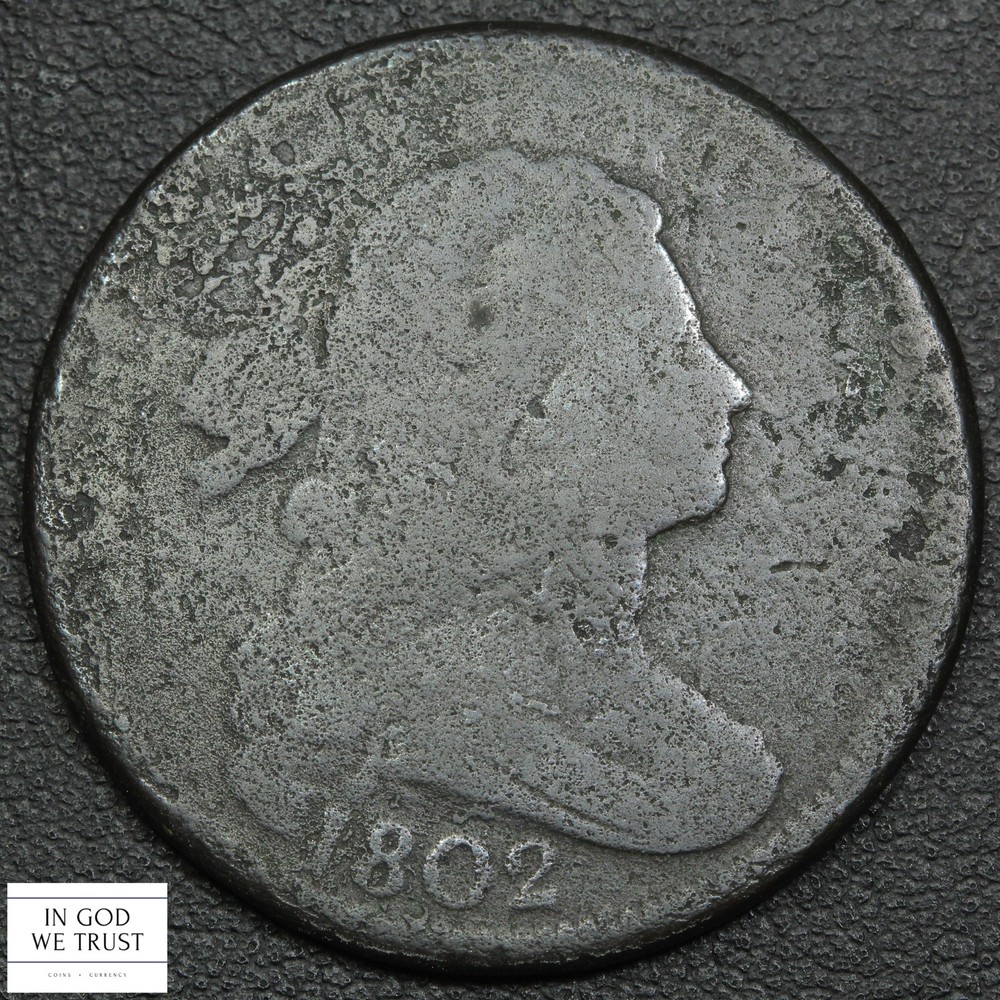 1802 No Stems Draped Bust Copper Large Cent 1C