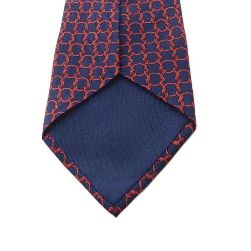 HERMES FA Tie Pattern Navy Red 7788 SR OH Men s