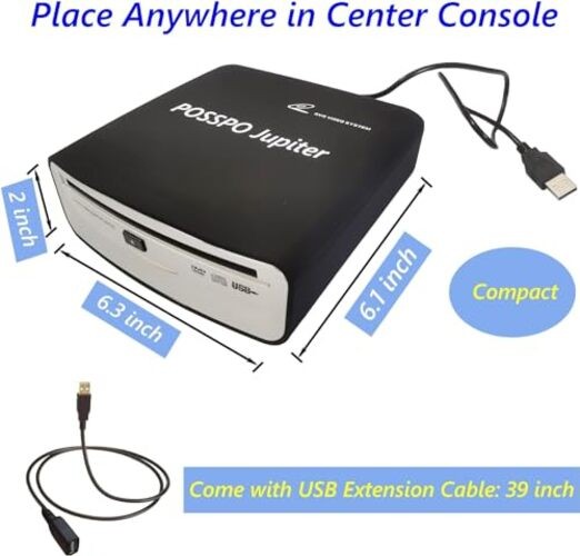USB CD Player for Car Auto, Portable External CD DVD Player, USB Plug & Jupiter